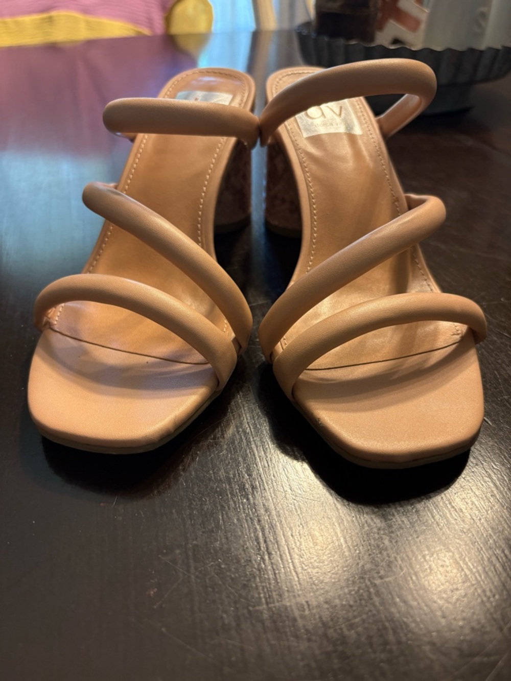 Dolce Vita Nude/Tan Triple Strap Block Heel Sandals